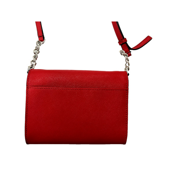 Red Saffiano Leather functional Classic Wallet on Chain Crossbody Purse NWOT - Picture 2 of 9